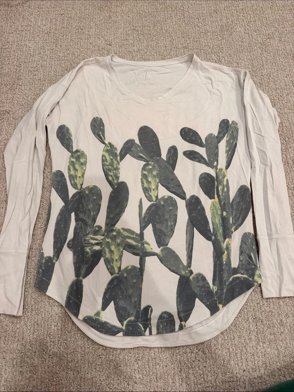 Lululemon Women’s White Long-Sleeve Cactus Graphic Tee